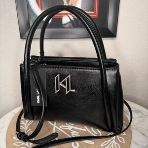NWT Karl Lagerfeld Paris SIMONE,bling KL branding,rare find,cross body& satchel